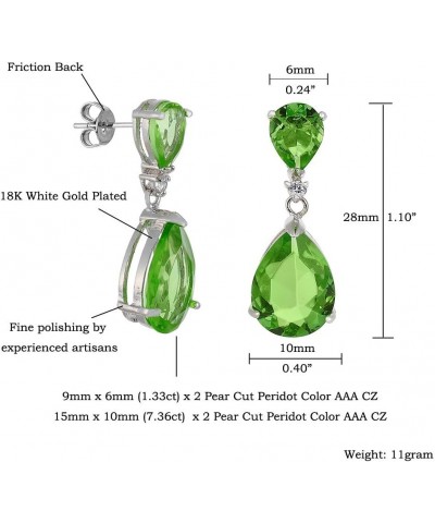 [CELEBOX] Teardrop Dangle Pierced Earrings with Pear Cut CZ [9 Colors available] in White Gold Plated, Celebrity inspired by ...