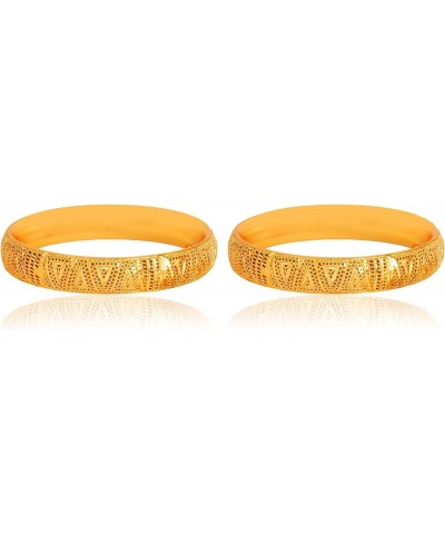 Indian Gold Plated Bangle Bracelets Engraved Peeled For Women/Girls Traditional Wedding Designer Gold Tone Enamel Trendy Jewe...