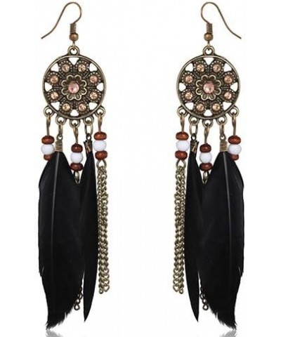 Women Bohemia Ethnic Dream Catcher Feathers Tassels Long Hook Earrings Valentines Clothing Accessories Costume Jewelry Gift B...
