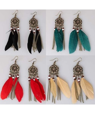 Women Bohemia Ethnic Dream Catcher Feathers Tassels Long Hook Earrings Valentines Clothing Accessories Costume Jewelry Gift B...