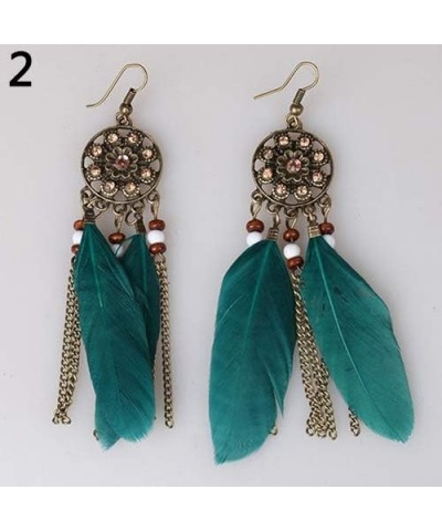 Women Bohemia Ethnic Dream Catcher Feathers Tassels Long Hook Earrings Valentines Clothing Accessories Costume Jewelry Gift B...