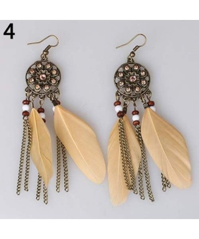 Women Bohemia Ethnic Dream Catcher Feathers Tassels Long Hook Earrings Valentines Clothing Accessories Costume Jewelry Gift B...