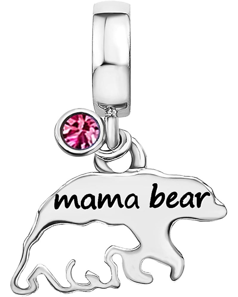 Mama Bear Mom Mother Son Daughter Love Birthday Birthstone Jan-Dec Womens Beads Charms for Bracelets Christmas Halloween Jewe...