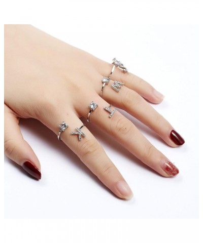 Initial Knuckle Rings and Brooch Pin Silver Crystal 26 A-Z Letter Alphabet Adjustable Ring for Women Girl jewelry W $5.39 Bro...