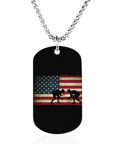 USA Flag Wrestling-1 Necklace Personalized Picture Pendant Necklace Jewelry for Men Women Gift $8.29 Necklaces