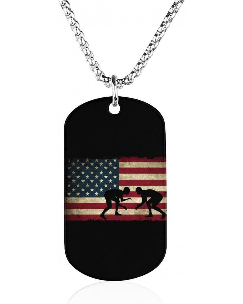 USA Flag Wrestling-1 Necklace Personalized Picture Pendant Necklace Jewelry for Men Women Gift $8.29 Necklaces