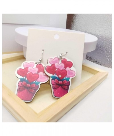 Valentine's Day Wooden Earrings for Women Cute Dwarf Earrings Colorful XOXO LOVE Printed Earrings for Women Girl Couples Vale...