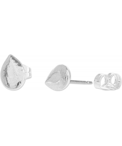 Handmade Fine Silver Stud Earrings Artisan Crafted No Stone Guatemala [0.3 in L x 0.2 in W] 'Dainty Tears' $26.09 Earrings