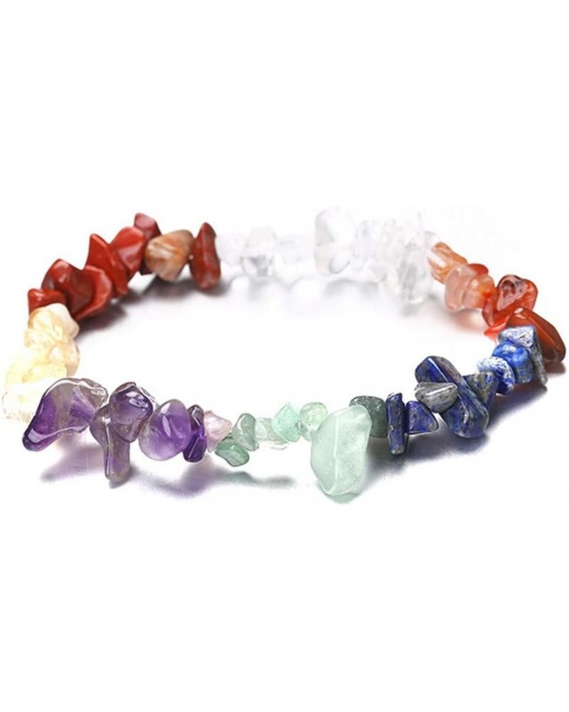 Imitation Natural Crystal Gravel Bracelet Mixed Natural Stone Beads Bracelet Handmade Stretch Bangle for Women Men Colorful s...