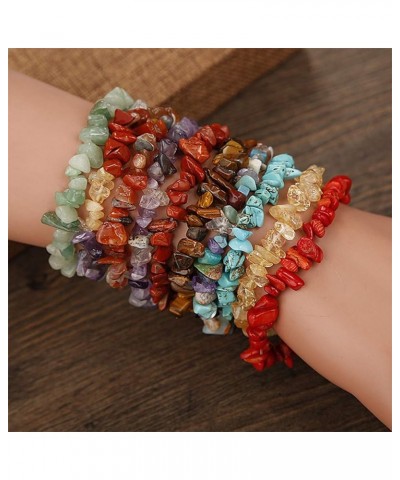 Imitation Natural Crystal Gravel Bracelet Mixed Natural Stone Beads Bracelet Handmade Stretch Bangle for Women Men Colorful s...