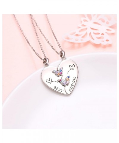 S925 Sterling Silver Best Friends Necklaces Matching Heart Friendship Necklaces for 2 BFF Gifts Jewelry Set Butterfly $26.54 ...