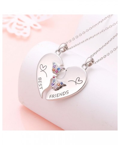 S925 Sterling Silver Best Friends Necklaces Matching Heart Friendship Necklaces for 2 BFF Gifts Jewelry Set Butterfly $26.54 ...