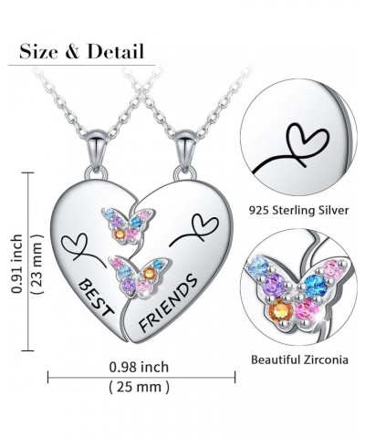 S925 Sterling Silver Best Friends Necklaces Matching Heart Friendship Necklaces for 2 BFF Gifts Jewelry Set Butterfly $26.54 ...