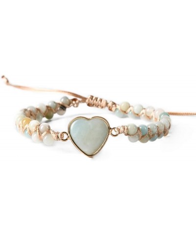 Boho Handmade Natural Stone Bead 3 Row Wide Wrap Wrist Statment Bracelet Jewelry Collection Heart Shape 2 $10.12 Bracelets