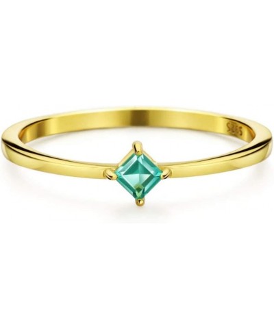 18K Gold Emerald Rings Simple Square Cut Dainty Delicate Rings Fine Jewelry for Women Girls $11.79 Rings