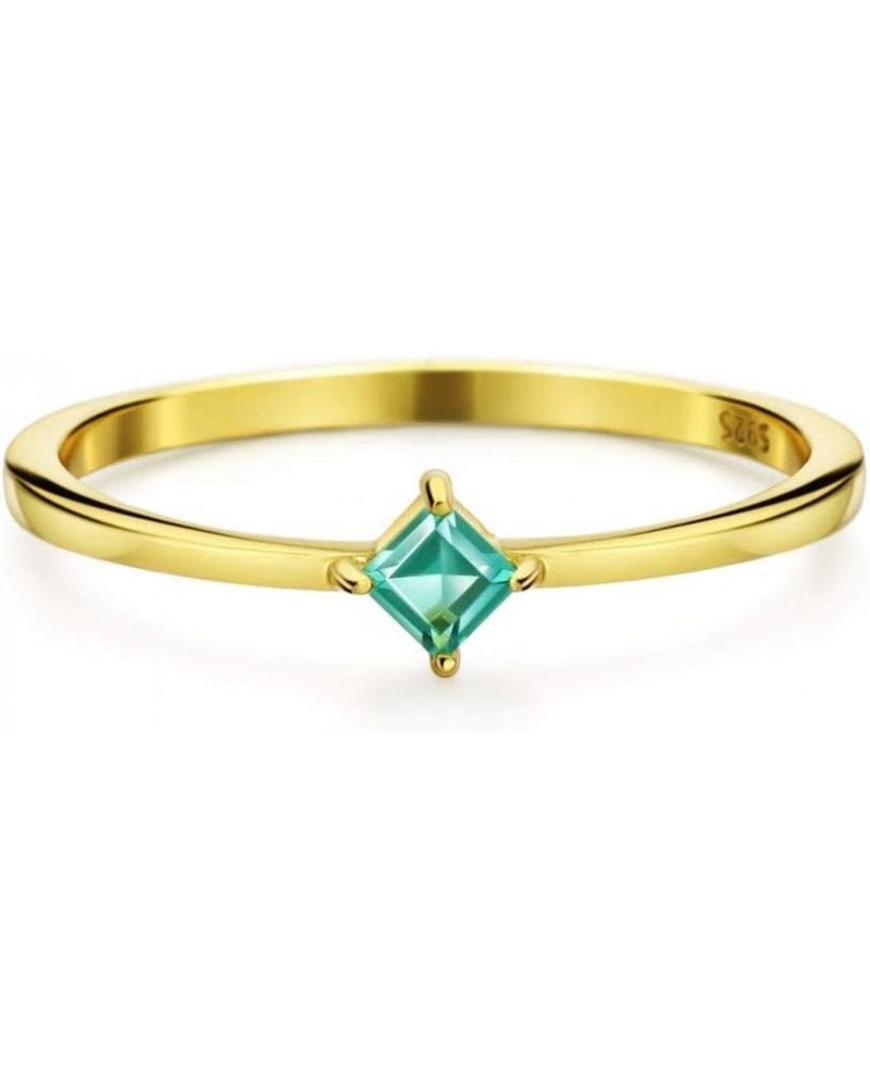 18K Gold Emerald Rings Simple Square Cut Dainty Delicate Rings Fine Jewelry for Women Girls $11.79 Rings