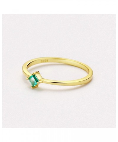 18K Gold Emerald Rings Simple Square Cut Dainty Delicate Rings Fine Jewelry for Women Girls $11.79 Rings