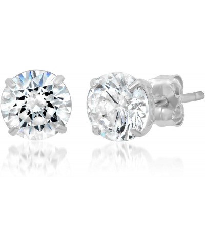 14k Gold Earrings for Women & Men with Genuine Round Crystal | Cubic Zirconia Earrings Studs with Gold Earring Backs | 0.5-3....