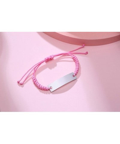 Customize Friendship Bracelet for 2/3/4/5 Handmade Braid Rope Stainless Steel ID Adjustable Bracelet Pink $11.20 Bracelets