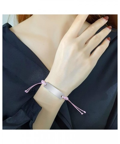 Customize Friendship Bracelet for 2/3/4/5 Handmade Braid Rope Stainless Steel ID Adjustable Bracelet Pink $11.20 Bracelets