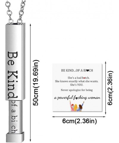 Be Kind...Of A Bi*ch - Hidden Message Necklace, Be Kind of a b Hidden Necklace, 3D Engraving Vertical Bar Necklace, Stainless...