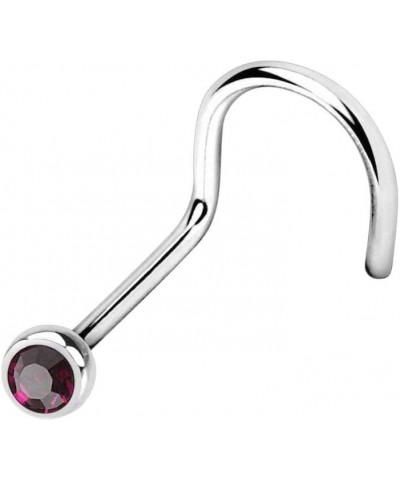 Press Fit Gem Ball 316L Surgical Steel Nose Screw Rings Size: 18GA, Length: 2.5mm, Purple $9.11 Body Jewelry