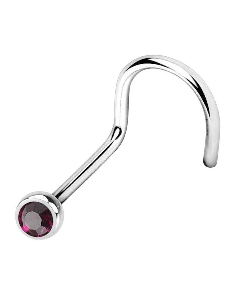 Press Fit Gem Ball 316L Surgical Steel Nose Screw Rings Size: 18GA, Length: 2.5mm, Purple $9.11 Body Jewelry