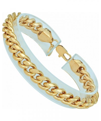 9mm Miami Curb Cuban Link Chain Bracelet 24k Real Gold Plated Gold 9 inches $24.70 Necklaces