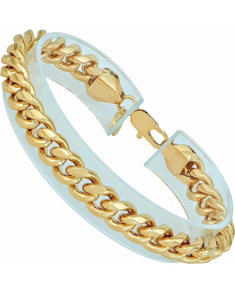 9mm Miami Curb Cuban Link Chain Bracelet 24k Real Gold Plated Gold 9 inches $24.70 Necklaces