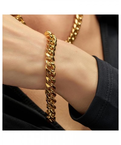 9mm Miami Curb Cuban Link Chain Bracelet 24k Real Gold Plated Gold 9 inches $24.70 Necklaces