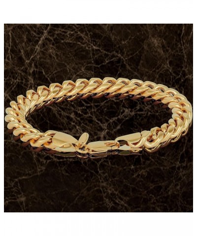 9mm Miami Curb Cuban Link Chain Bracelet 24k Real Gold Plated Gold 9 inches $24.70 Necklaces