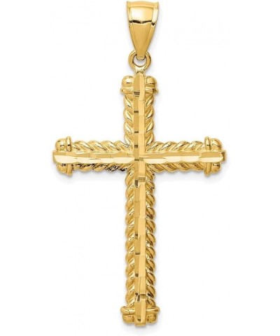 14k Yellow Gold Diamond Cut Cross Pendant Fine Jewelry for Women (L- 43.5 mm, W- 23.25 mm) $166.03 Pendants