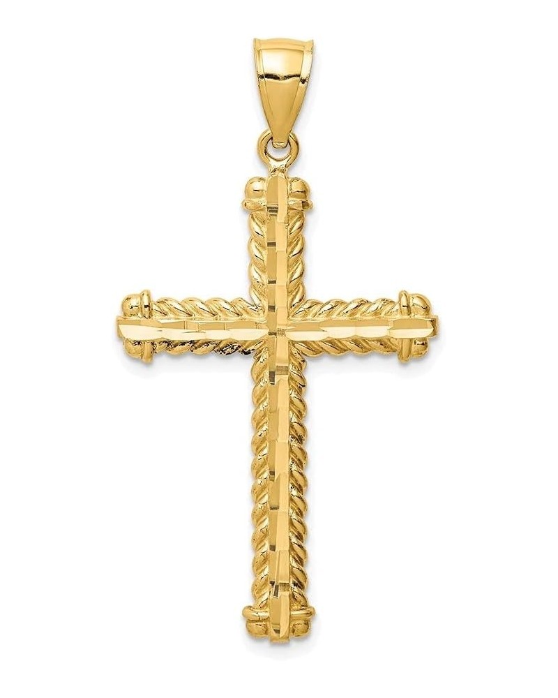 14k Yellow Gold Diamond Cut Cross Pendant Fine Jewelry for Women (L- 43.5 mm, W- 23.25 mm) $166.03 Pendants