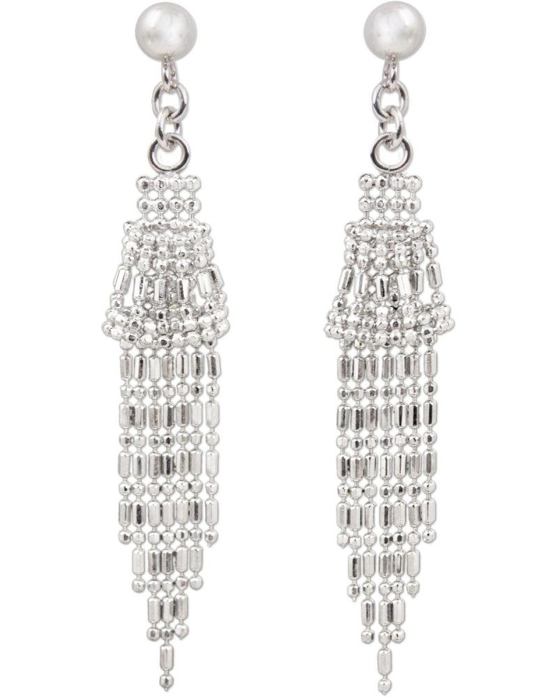 Handmade .925 Sterling Silver Waterfall Earrings Ball Chain Thailand Statement [2 in L x 0.4 in W] 'Raining Bells' $26.88 Ear...