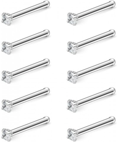 10PCS 22G Surgical Steel Mix Color Diamond CZ Nose Stud Rings Bone Pin Piercing Jewelry 1.5mm 2mm 2.5mm 3mm 10PCS - 1.5mm Cle...