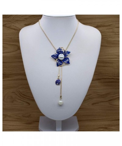 White Crystal Pendant Necklace Long Sweater Necklace Fashion Jewelry for Women Girls Blue Bauhinia necklace $11.39 Necklaces