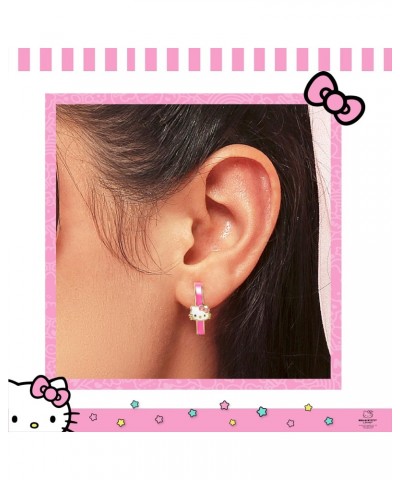 Hoop Earrings for Women - Sanrio 18Kt Gold Flash Plated Pink Kawaii Hoops - Officially Licensed $16.10 Earrings