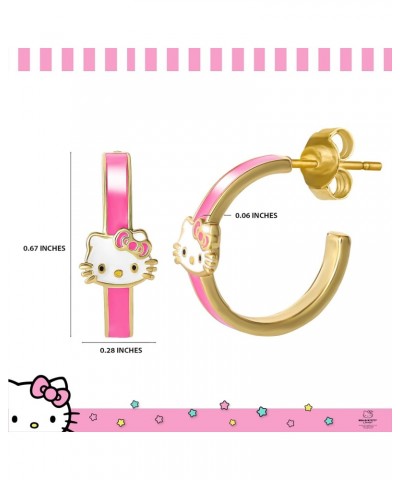 Hoop Earrings for Women - Sanrio 18Kt Gold Flash Plated Pink Kawaii Hoops - Officially Licensed $16.10 Earrings