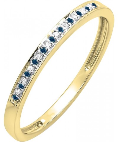 0.10 Carat (ctw) Alternate Round Blue & White Diamond Stackable Wedding Band for Women in 10K Gold 5.5 Yellow Gold $96.24 Others