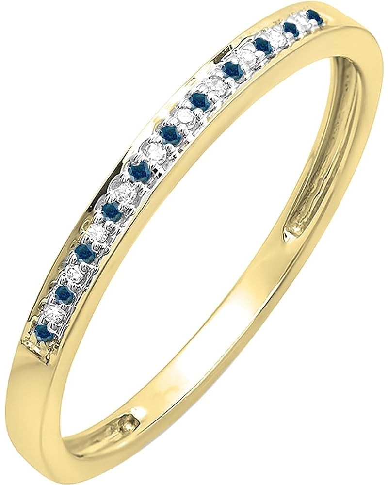 0.10 Carat (ctw) Alternate Round Blue & White Diamond Stackable Wedding Band for Women in 10K Gold 5.5 Yellow Gold $96.24 Others