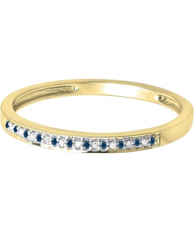 0.10 Carat (ctw) Alternate Round Blue & White Diamond Stackable Wedding Band for Women in 10K Gold 5.5 Yellow Gold $96.24 Others