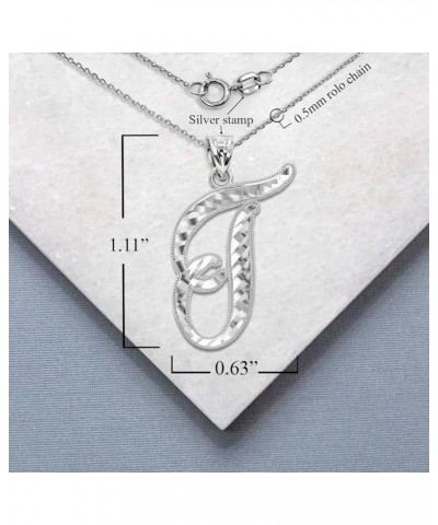 Exquisite .925 Sterling Silver Fine Dangling Cursive Initial A-Z Charm Pendant Necklace - Choice of Initial Letter & Chain Le...