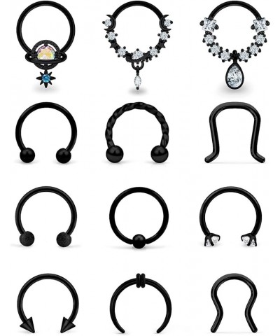 Septum Rings 16G 40pcs Surgical Steel Septum jewelry Horseshoe rings Helix Tragus Cartilage Earring Hoop 16gauge Piercing jew...