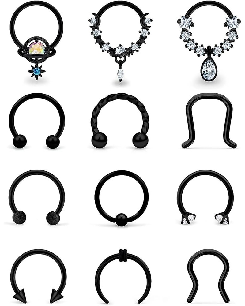 Septum Rings 16G 40pcs Surgical Steel Septum jewelry Horseshoe rings Helix Tragus Cartilage Earring Hoop 16gauge Piercing jew...