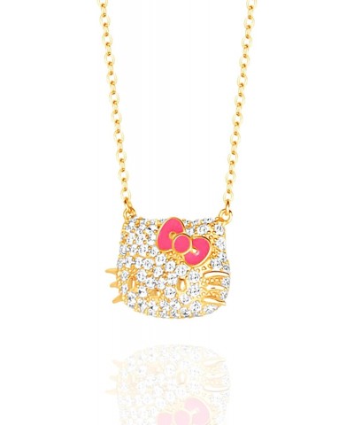 Sanrio Womens Cubic Zirconia Face Necklace 18" Official License, Flash Plated Sterling Silver Necklace $44.00 Necklaces