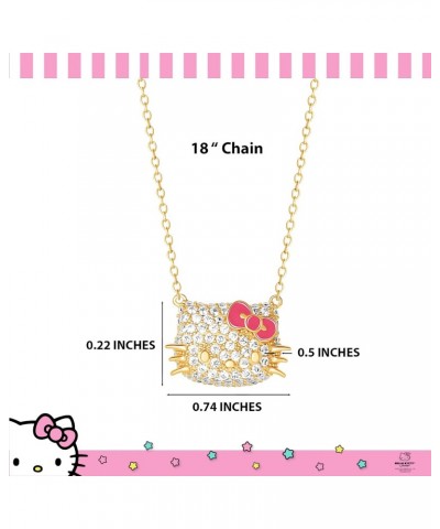 Sanrio Womens Cubic Zirconia Face Necklace 18" Official License, Flash Plated Sterling Silver Necklace $44.00 Necklaces