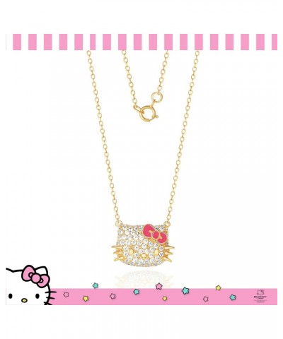 Sanrio Womens Cubic Zirconia Face Necklace 18" Official License, Flash Plated Sterling Silver Necklace $44.00 Necklaces