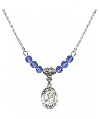 September Birth Month Bead Necklace with Catholic Patron Saint Petite Charm, 18 Inch Saint Benjamin $27.25 Necklaces