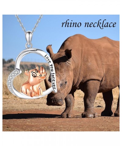 Goat/Squirrel Necklace Sterling Silver Cute Animal Pendant Christmas Jewelry Gift for Woman Girls Mom Rhinoceros Necklace $17...