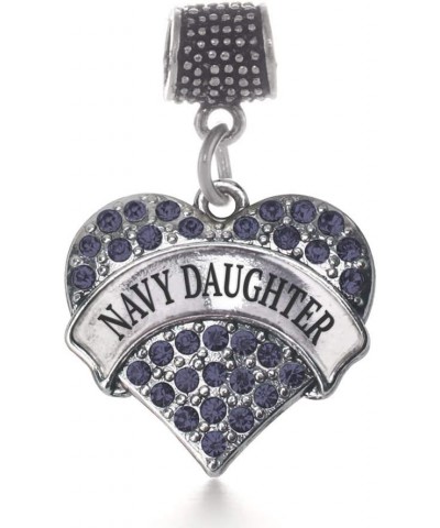 Silver Pave Heart Charm for Bracelet with Cubic Zirconia Jewelry Navy Daughter $10.99 Bracelets